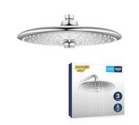 GROHE Douche de tête Vitalio Joy 260, 3 jets, raccords filetés 1/2", douche ronde 260mm, douche de tête pivotable, installation et nettoyage rapide, économie d'eau, chromé, 26462000 (Import Allemagne)