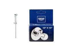 GROHE Ensemble de douche 1 jet avec support mural Vitalio Trigger Spray 30 Chromé 26175001 (Import Allemagne) & Technique de Sécurité- Raccord Mural à Clapet d'Angle 1/2 Pouce, Sortie 1/2 Pouce