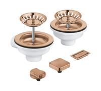 GROHE ensemble de vidage pop-up - pour 2 éviers - combinaison avec trop-plein - Warm Sunset brossé (bronze mat) 40998DL0