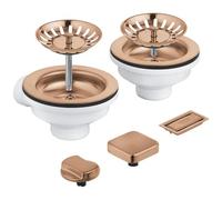 Grohe Garniture de Vidage Évier 2 bacs, avec bouton 205x210mm Warm Sunset Brossé 40998DL0