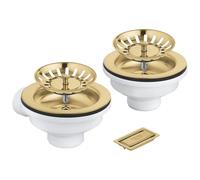 GROHE Ensemble de vidage pour évier de Cuisine à Une cuve (avec Couvercle de trop-Plein et Filtre à Panier), Or brossé, 40997AL0