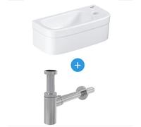Grohe - Ensemble Euro Ceramic Lave-mains 370 x 180 mm + Siphon Alca en métal Chromé (39327000-SET)