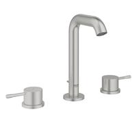 GROHE Essence 20296DC1 Mitigeur lavabo 3 trous avec bonde pop-up (montage sur bec, taille M 193 mm, levier en métal à double poignée, disque en céramique 90°, aérateur économiseur d'eau 5,7 l/min),
