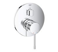 GROHE Essence - Façade de mitigeur bain-douche encastré, inverseur 3 voies, levier et rosace en métal orientables de 6°, cartouche céramique 46 mm, sans corps d’encastrement, Chrome, 24092001