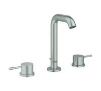 Grohe Essence, mitigeur de lavabo 3 trous, saillie 114mm, avec vidage à tirette, 20296DC1, Couleur: acier super