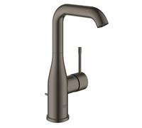 GROHE Essence - Mitigeur monocommande lavabo taille L avec bec orientable et limiteur de débit avec garniture de vidage hard graphite brossé