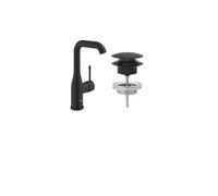 GROHE Essence Mitigeur de lavabo - taille L - hauteur élevée - bonde de vidange - push-up - phantom black (noir mat) SW901520/SW901517