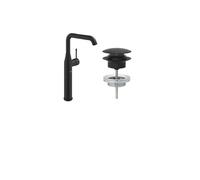 GROHE Essence Mitigeur de lavabo - taille XL - hauteur élevée - bonde de vidange - push-up - phantom black (noir mat) SW901406/SW901517