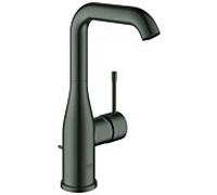 GROHE Essence Ensemble de robinet à poser - bec 12,7 cm - taille L - bec pivotant haut - bonde - graphite dur brossé 24174AL1