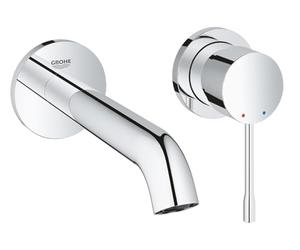 GROHE Essence Mitigeur lavabo mural 2 trous, levier métal, mousseur 5,7 l/min, entraxe 110 mm, saillie 183 mm, corps encastré non inclus, Chrome, 19408001