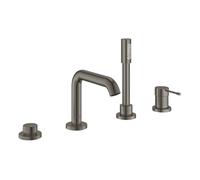 GROHE Essence - Robinetterie 4 trous baignoire pour montage sur bord de baignoire avec 2 sorties hard graphite brossé