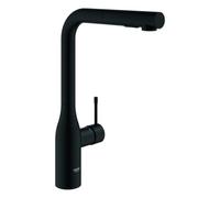 GROHE Essence Mitigeur monocommandé pour évier, saillie 204mm, bec haut, extractible, douchette Dual, orientable, 30504KF0, Couleur: Noir Fantôme