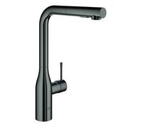 GROHE Essence Mitigeur monocommandé pour évier, saillie 204mm, bec haut, extractible, douchette Dual, orientable, 30504A00, Couleur: graphite dur