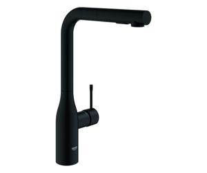 GROHE Essence Mitigeur monocommandé pour évier, saillie 204mm, bec haut, extractible, douchette Dual, orientable, 30504KF0, Couleur: Noir Fantôme