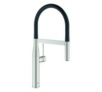 GROHE Essence Mitigeur monocommandé pour évier, saillie 240mm, douchette professionnelle avec flexible, orientable, MagneticDocking, 30503DC0, Couleur: acier super