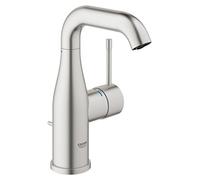 Mitigeur monocommande de lavabo Grohe Essence, taille M, montage monotrou, avec bec orientable, avec robinet d'écoulement, Coloris: acier super - 23462DC1