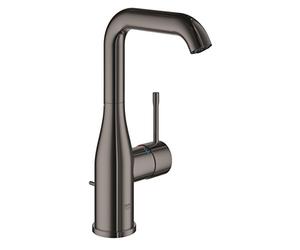 GROHE Essence Mitigeur monocommande, Robinet pour Lavabo de salle de Bains, Taille L (Bec Orientable, Facile à installer, Avec clapet de vidage), Hard Graphite, 32628A01