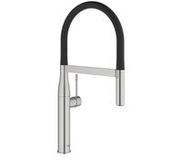 Mitigeur d'Ã©vier Grohe Essence, DN 15, flexible SantoprÃšne, spray professionnel SpeedClean, Coloris: acier super - 30294DC0