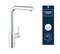 GROHE Essence Mitigeur Robinet pour Evier de Cuisine (Bec Haut, Zone de rotation 360°, Mousseur Extractible), Chrome, 30270000