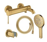 Grohe essence new mitigeur bain/douche avec ensemble douchette à main 3 positions et flexible de douche brossé cool sunrise brossé (or) SW98781 / SW98897 / SW862663 / SW472417