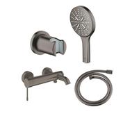 GROHE Essence New mitigeur bain/douche avec set de douchette à main 3 jets et flexible de douche graphite dur brossé SW98777/SW98893/SW472379/SW862602
