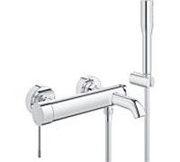 Grohe Essence nouveau mitigeur 33628001 chromé, montage mural, avec garniture de douche