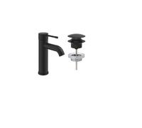GROHE Essence Robinet de lavabo - 1 trou - bonde de vidange - push-up - phantom black (noir mat) SW901519/SW901517