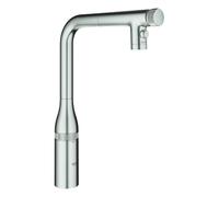 GROHE Essence SmartControl Mitigeur d'évier, saillie 201mm, extractible, double jet, orientable, 31892DC0, Couleur: acier super
