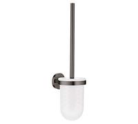 GROHE Essentials, ensemble brosse WC adhésif, sans perçage | Brosse avec support, tenue sûre sur carrelage et verre (anthracite, 40374A01)