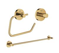 GROHE Essentials ensemble d’accessoires 3 pièces avec porte-serviettes, patère et porte-rouleau de papier toilette sans couvercle cool sunrise sw98980/sw99004/sw99028/
