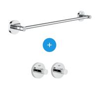 Grohe - Essentials Lot de 2 patères murales fixation invisible + Barre porte-serviettes métal (40364001 + 40688001)