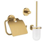 GROHE Essentials Set d’accessoires pour toilettes 3 pièces avec porte-balai de toilettes, patère et porte-rouleau de papier toilettes avec clapet Brushed cool sunrise sw99005/sw99021/sw99045/