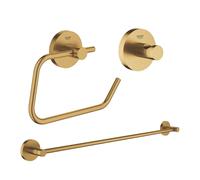 GROHE Essentials set d''accessoires 3 pièces avec porte-serviettes, patère et porte-rouleau de papier toilette sans couvercle Brushed cool sunrise sw98981/sw99005/sw99029/