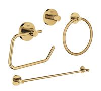 GROHE Essentials set d'accessoires 4 pièces avec anneau porte-serviette, porte-serviettes, patère porte-serviette et porte-rouleau de papier toilette sans couvercle cool sunrise sw98948/sw98980/sw9900