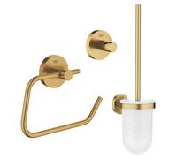 GROHE Essentials Set d'accessoires de toilettes 3 pièces avec porte-balai de toilettes, patère et porte-rouleau de papier toilette sans couvercle Brushed cool sunrise sw99005/sw99029/sw99045/