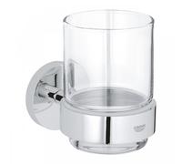 GROHE Porte-verre Essentials 40447001 – Verre en cristal, Chromé