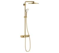 Grohe système de douche 26507GN0 cool sunrise brossé, avec thermostat AP, bras de douche pivotant de 45 cm