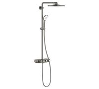 GROHE Euphoria Smartcontrol 310 Duo, système de douche thermostatique | Douche pluie avec protection anti-brûlure & 2 types de jet, tablette, support haut adaptable aux trous (anthracite, 26507AL0)