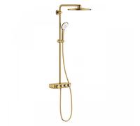 Grohe système de douche 26507GN0 cool sunrise brossé, avec thermostat AP, bras de douche pivotant de 45 cm