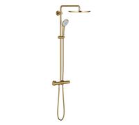 GROHE Euphoria XXL System 310 Colonne de douche avec mitigeur thermostatique et inverseur (Tête de douche 310mm, Economie d'eau, Douchette 3 jets, Flexible 1,75m), Gold Brossé, 26075GN0