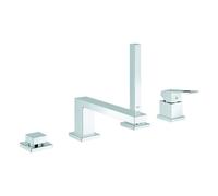 Grohe Eurocube combiné de bain 4 trous à une main, saillie 220mm, avec ensemble de douche, montage sur bord de baignoire, 19897001, Couleur: chrome