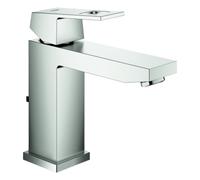 Grohe Eurocube Mitigeur monocommandé pour lavabo, M-Size, vidage à tirette, saillie 133mm, 23445DC0, Couleur: acier super