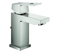 Grohe Eurocube Mitigeur monocommandé pour lavabo, S-Size, vidage à tirette, saillie 99mm, 23127DC0, Couleur: acier super