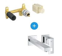 Grohe - Eurocube Set Mitigeur monocommande 2 trous lavabo encastré mural Chrome Taille M + Corps encastré (23447000-SET)