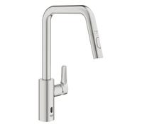 Grohe Eurosmart Mitigeur d'évier - haut - bec pivotant - Supersteel (aspect inox) 101235dc00