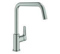 GROHE Eurosmart Mitigeur monocommandé pour évier, saillie 228mm, haut, orientable, 30567DC0, Couleur: acier super