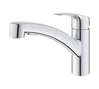 GROHE Eurosmart Robinet de cuisine 1 trou avec bec bas et douchette extractible chromé 30305001