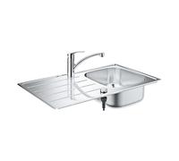GROHE Eurosmart - Set Évier avec égouttoir et robinetterie 860x500 acier inoxydable satiné / chrome