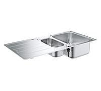 GROHE Évier de cuisine 1,5 bacs avec égouttoir cuve et moyen, K500, réversible, 100 x 50 x 19 cm, acier inoxydable chromé, 31572SD1 (Import Allemagne)