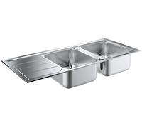 GROHE Évier de cuisine K500 avec égouttoir, double bac, en acier inoxydable 31571SD0 (Import Allemagne)